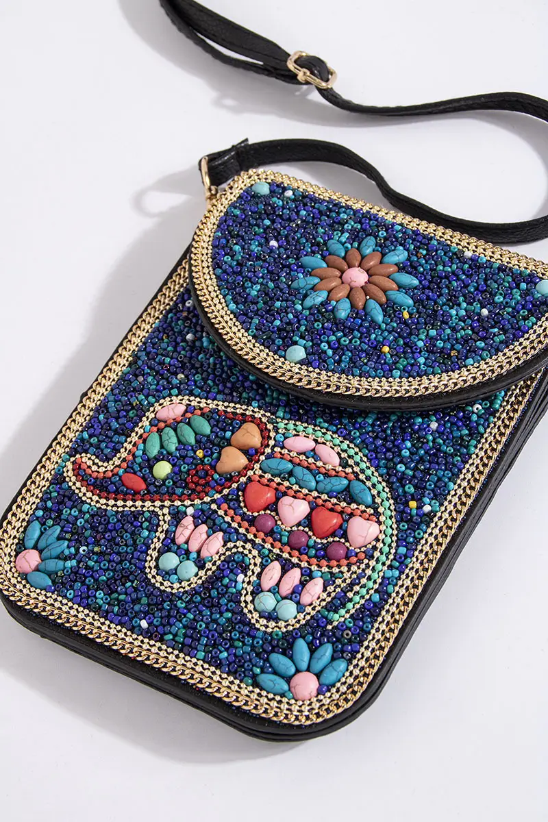 New Heavy Industry Bohemian Style Rice Beads Shell Flowers Exquisite PU Travel Shoulder Crossbody Magnetic Buckle Women's Bag — feature 7