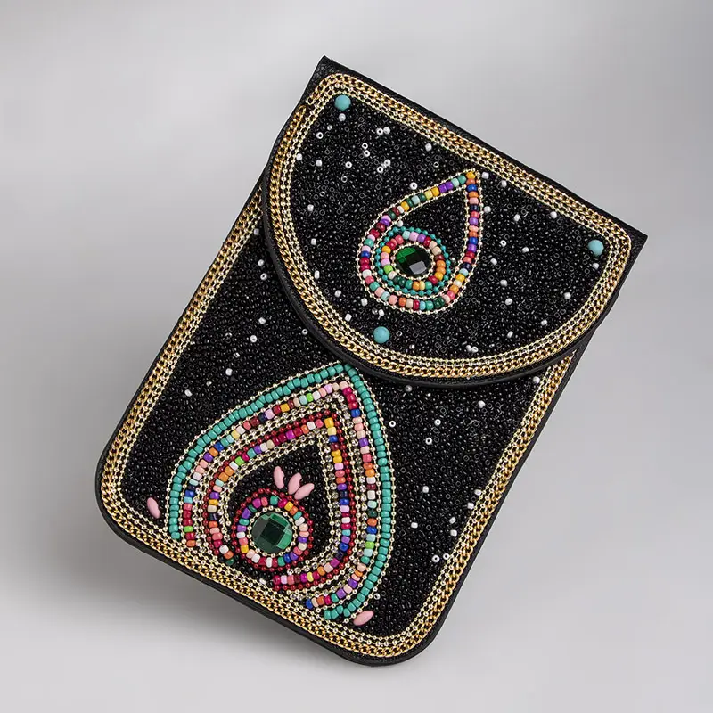 New Heavy Industry Bohemian Style Rice Beads Shell Flowers Exquisite PU Travel Shoulder Crossbody Magnetic Buckle Women's Bag