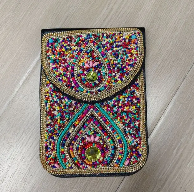 New Heavy Industry Bohemian Style Rice Beads Shell Flowers Exquisite PU Travel Shoulder Crossbody Magnetic Buckle Women's Bag
