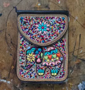 New Heavy Industry Bohemian Style Rice Beads Shell Flowers Exquisite PU Travel Shoulder Crossbody Magnetic Buckle Women's Bag