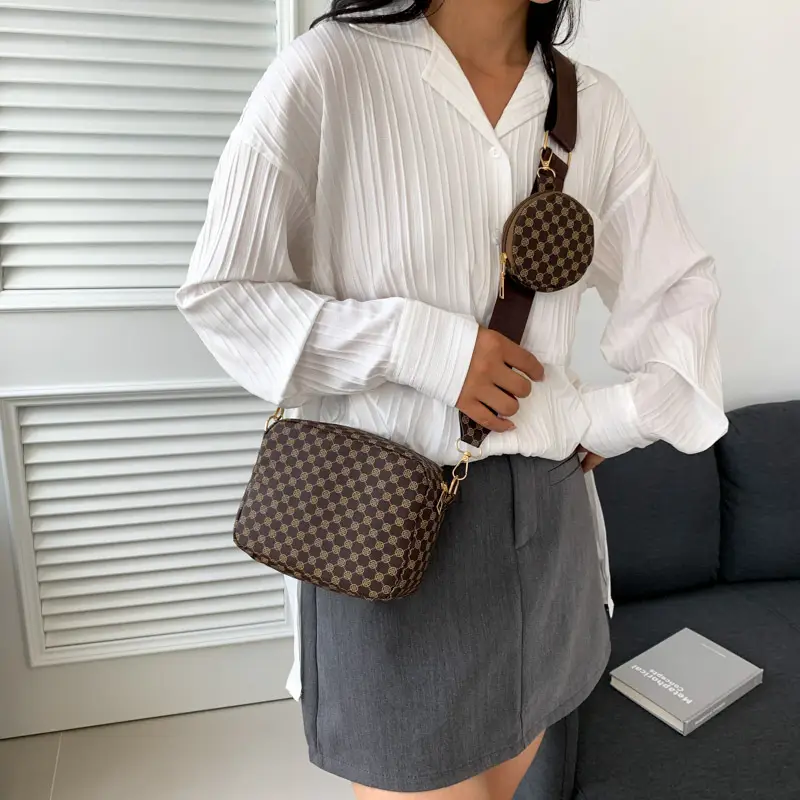 Women Printed Casual Shoulder Bag Brown Patterned 2023 - Image 7