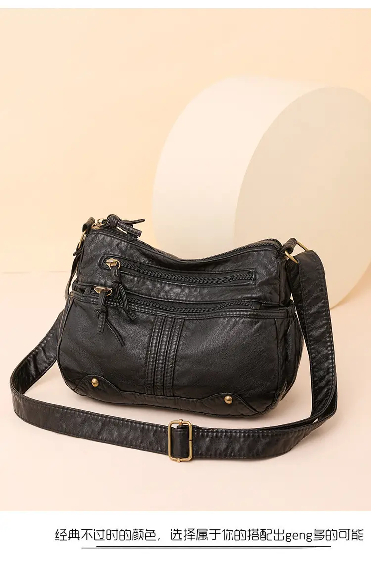 Women's Denim Crossbody Bag Large Capacity Washable Leather — feature 16