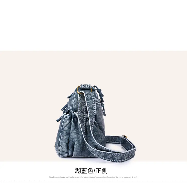 Women's Denim Crossbody Bag Large Capacity Washable Leather — feature 28