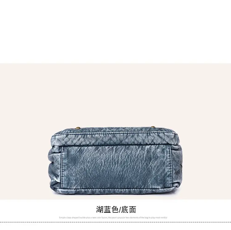 Women's Denim Crossbody Bag Large Capacity Washable Leather — feature 30