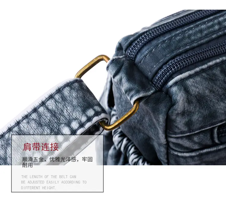 Women's Denim Crossbody Bag Large Capacity Washable Leather — feature 35