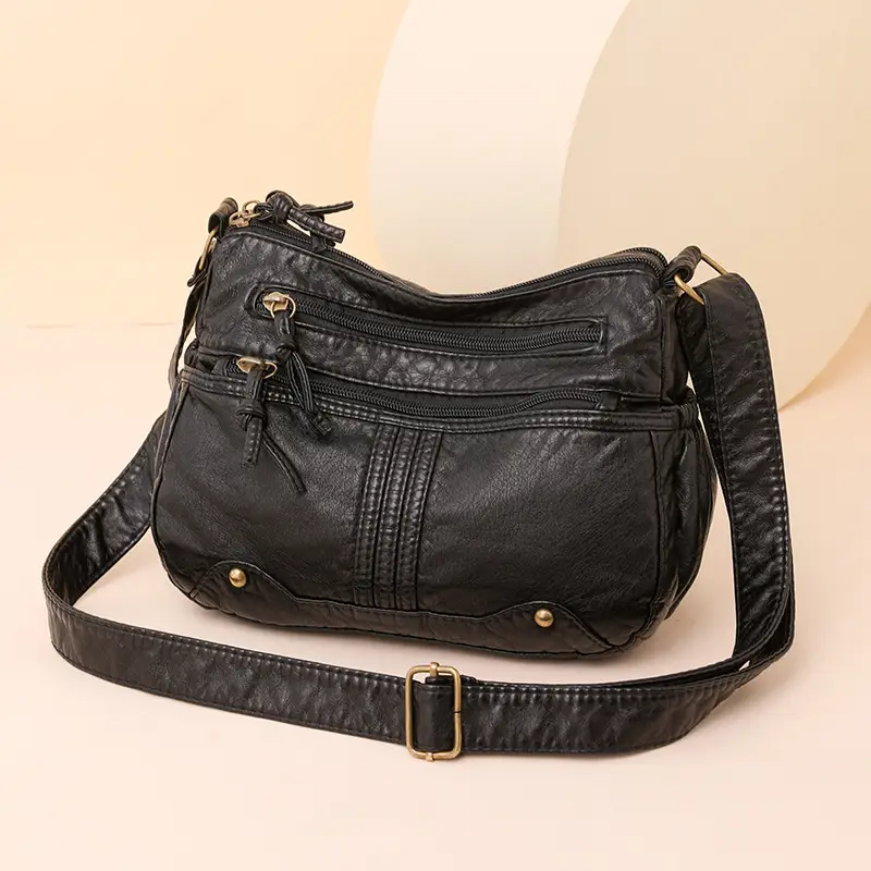 Women's Denim Crossbody Bag Large Capacity Washable Leather - Image 3