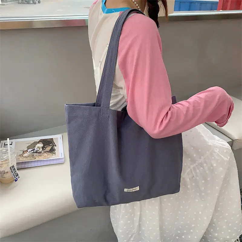Women's Canvas Tote Bag Large Capacity Solid Color - Image 6