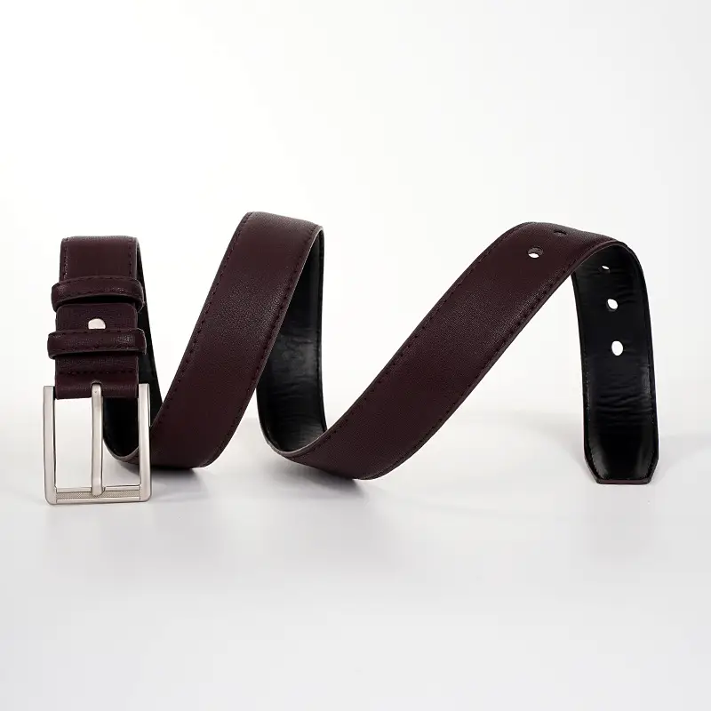 Men's Faux Leather Belt Black Brown Silver Buckle β feature 8