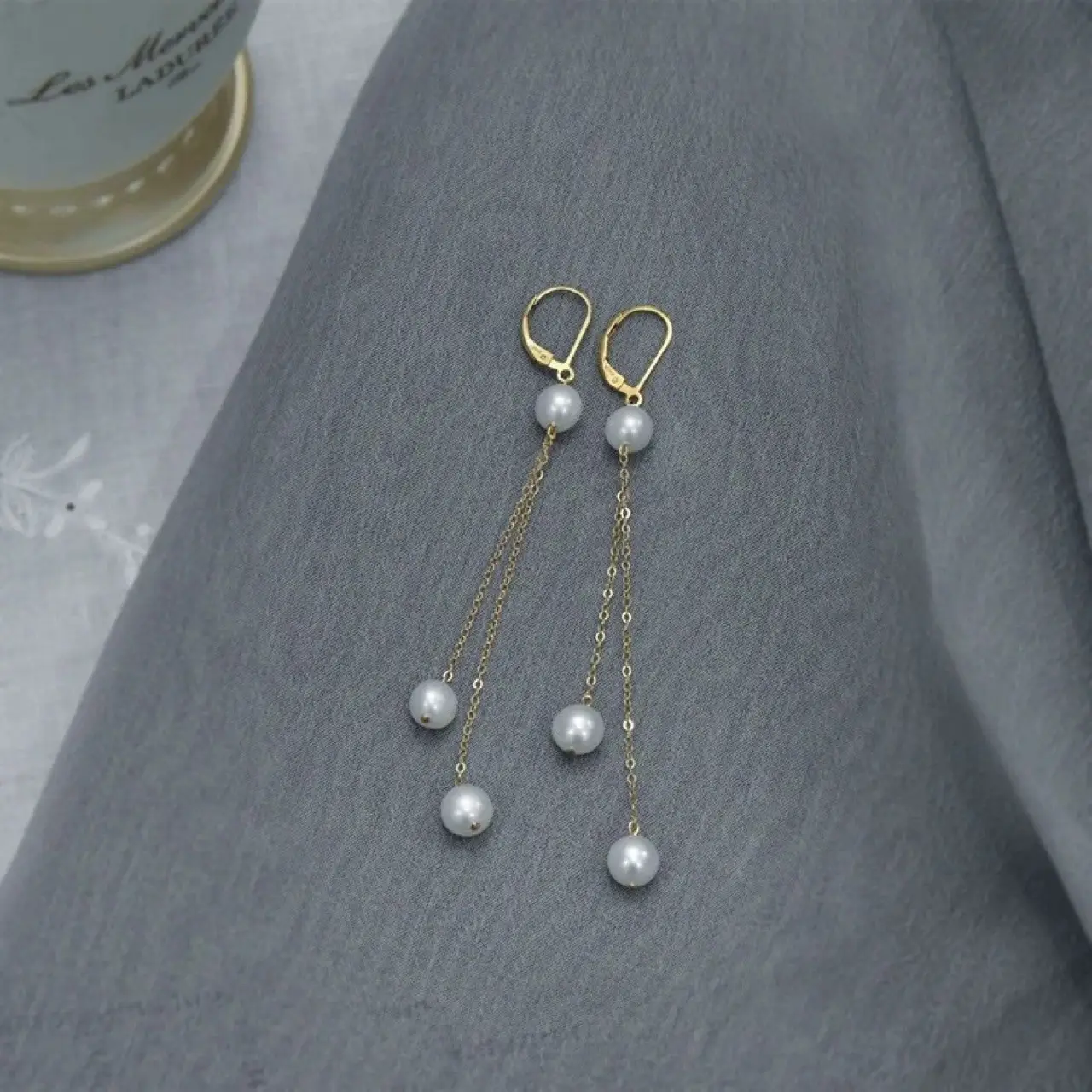 Natural Pearl Earrings for Women Gold Plated 14K - Image 5