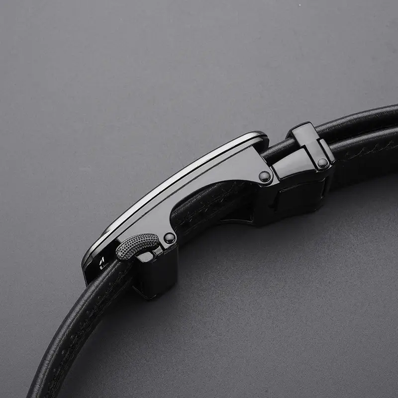 Men Black Leather Belt with G Buckle - Image 5