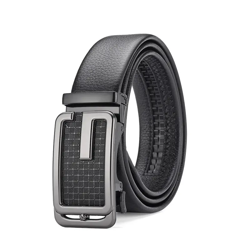 Men Black Leather Belt with G Buckle - Image 6