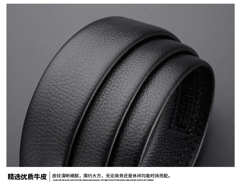 Men Black Leather Belt with G Buckle — feature 26