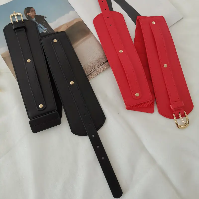 Red Extra Wide Waistband Belt for Women - Image 6