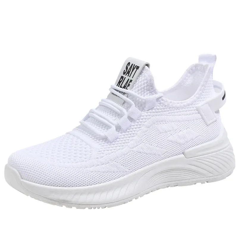 Women's Cream Flyknitted Sports Shoes Lightweight Mesh Non-Slip - Image 8
