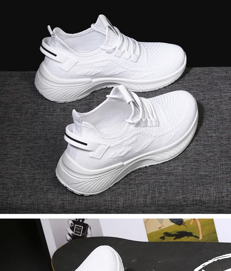 Women's Cream Flyknitted Sports Shoes Lightweight Mesh Non-Slip — feature 25