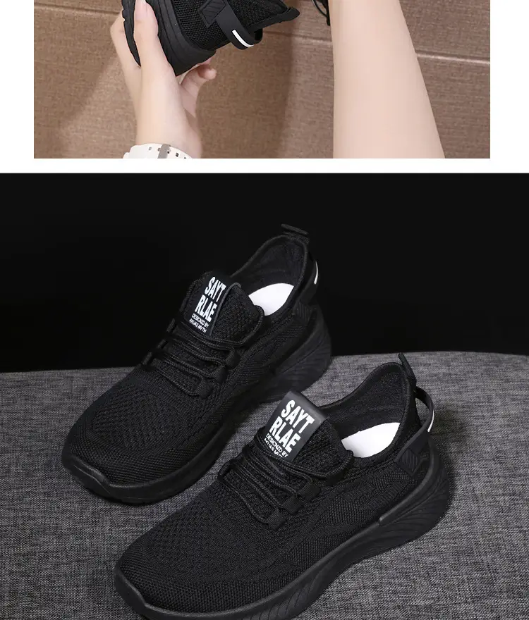 Women's Cream Flyknitted Sports Shoes Lightweight Mesh Non-Slip — feature 30