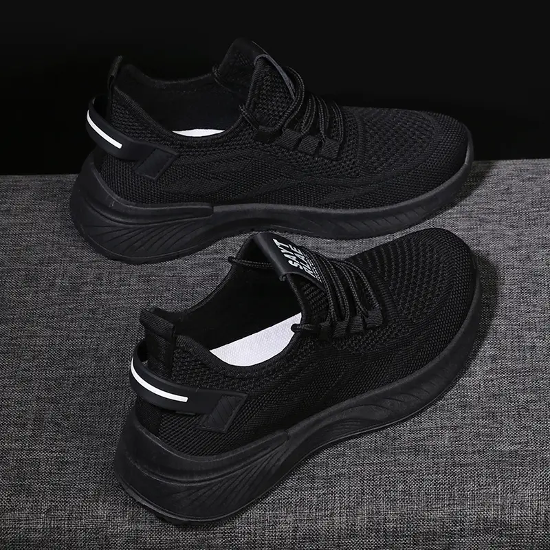 Women's Cream Flyknitted Sports Shoes Lightweight Mesh Non-Slip - Image 3