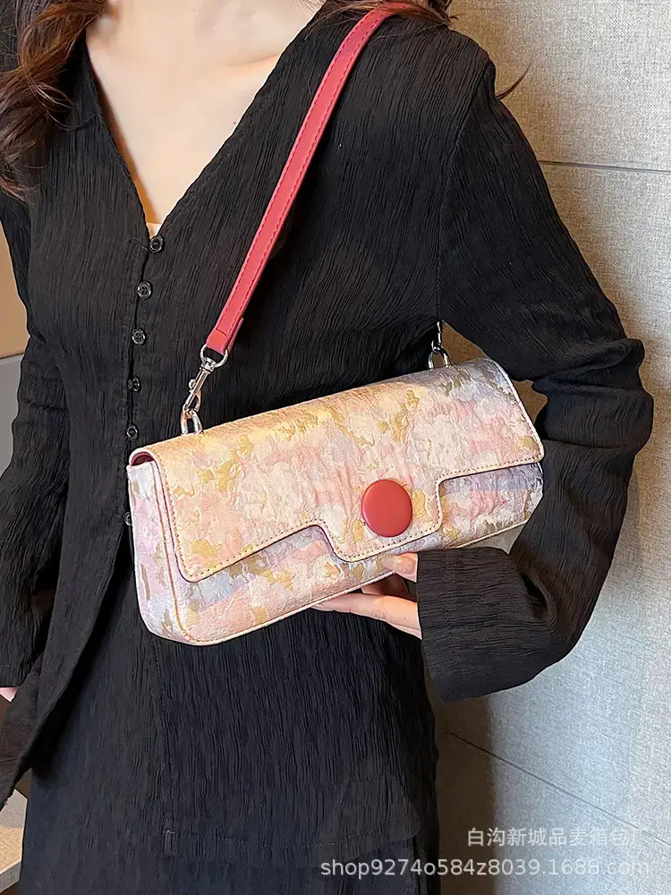 Women's French Style Canvas Shoulder Bag Pink Floral