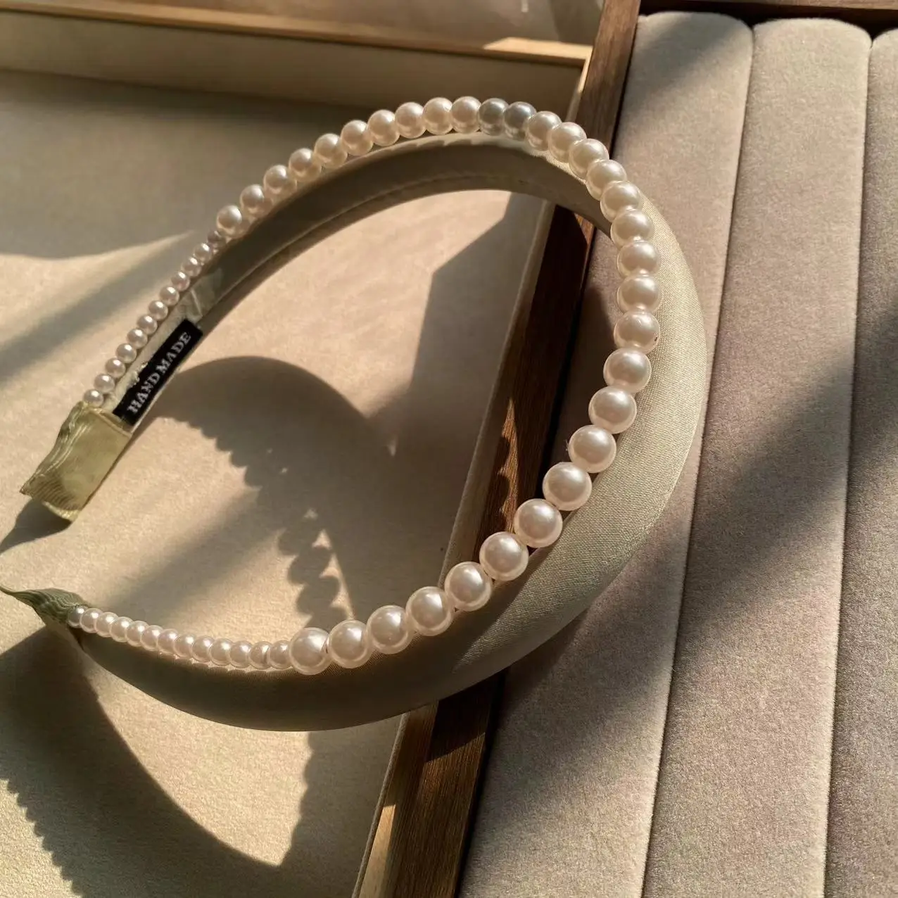 Narrow Pearl Hair Hoop Light Luxury Satin Elegant - Image 6