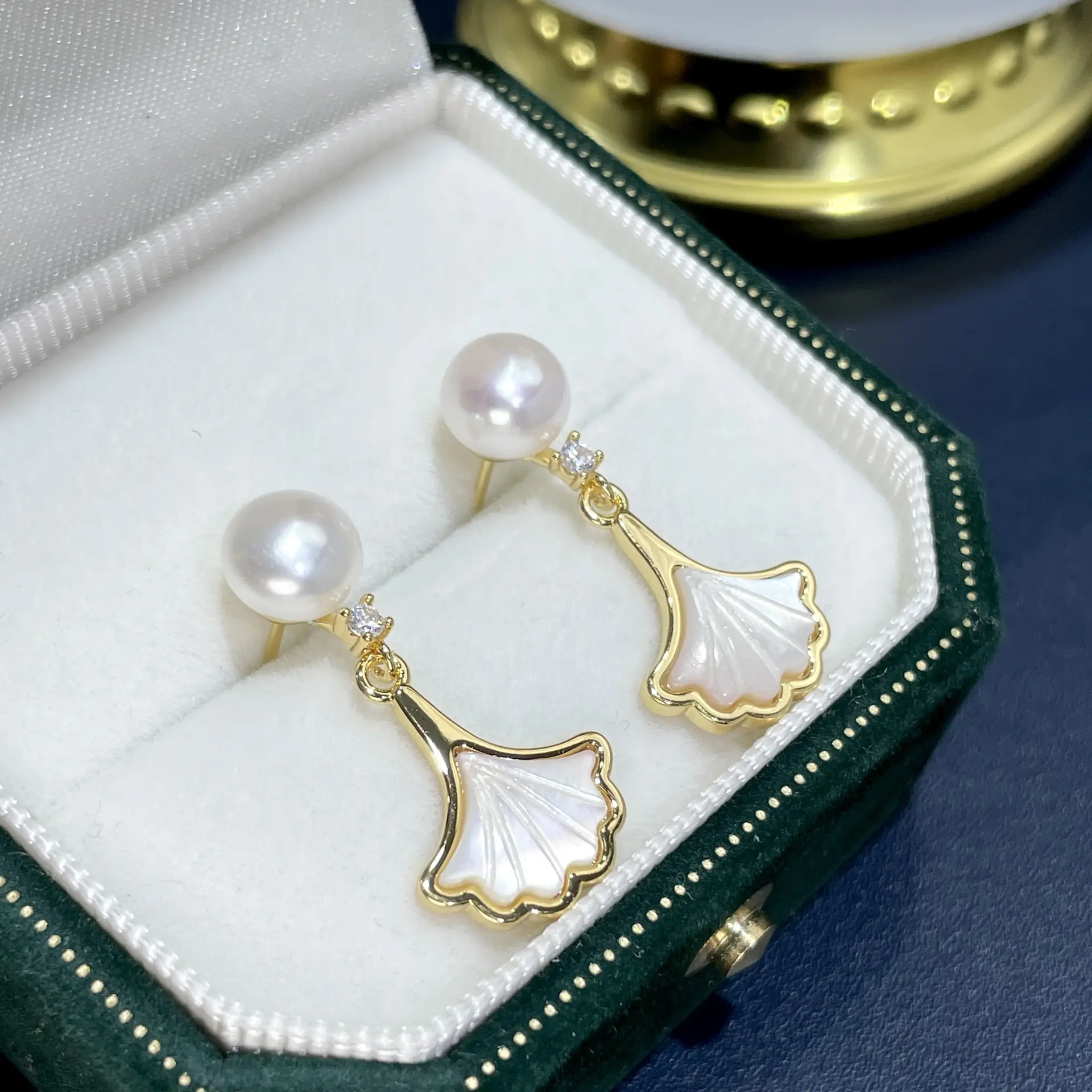 925 Gold Pearl Shell Earrings for Women New 2023 - Image 4