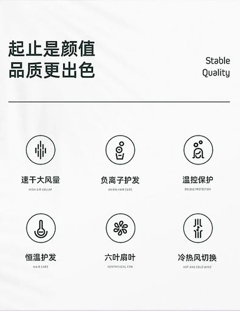 Black Hair Dryer with 800W Negative Ion Technology — feature 2