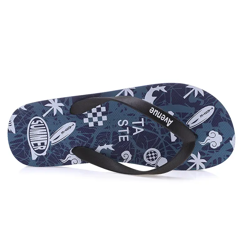 Summer Korean Style Men's Blue Printed Flip Flops - Image 10