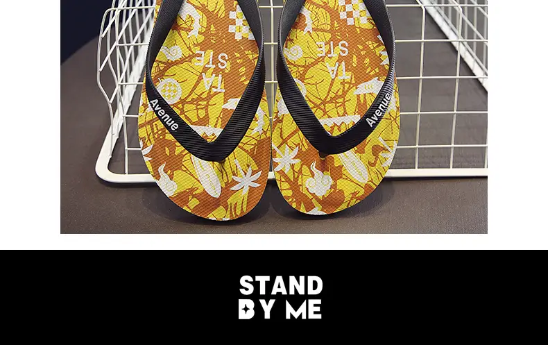 Summer Korean Style Men's Blue Printed Flip Flops — feature 11