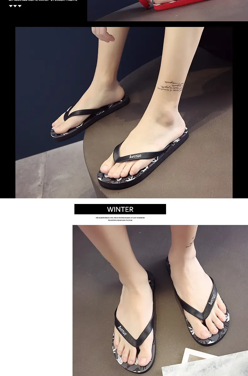 Summer Korean Style Men's Blue Printed Flip Flops — feature 13