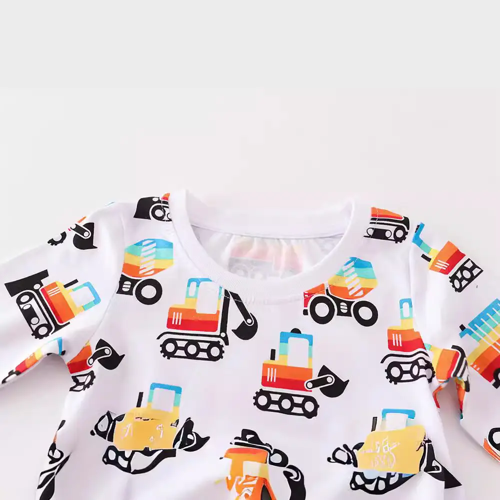 2024 Boys Cotton Long Sleeve T-Shirt with Truck Print - Image 2
