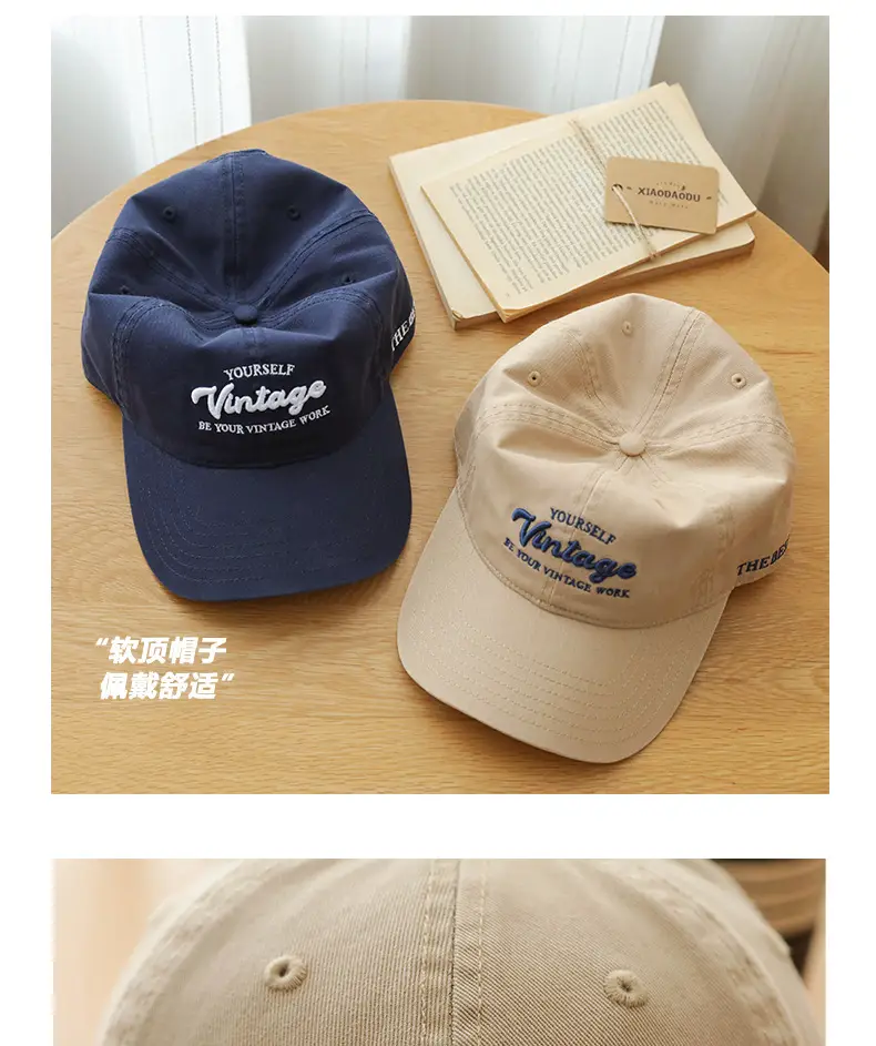 Navy Blue Korean Style Washed Cap for Girls — feature 8