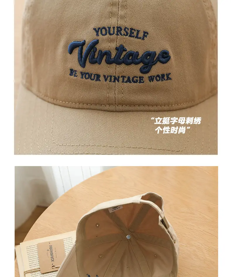 Navy Blue Korean Style Washed Cap for Girls — feature 9