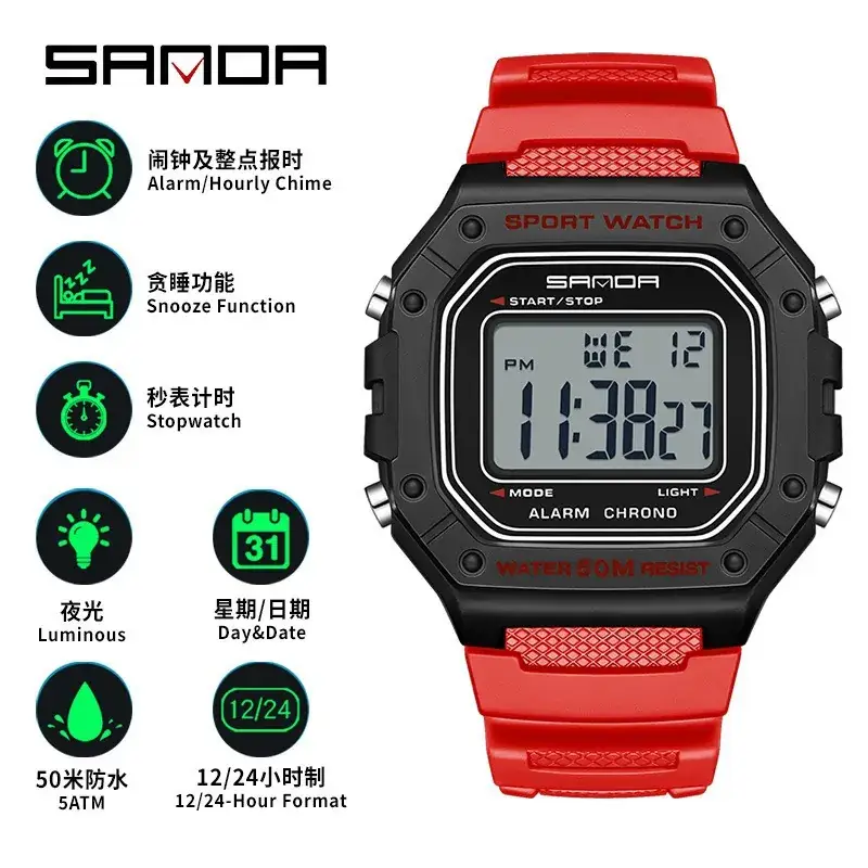 Sanda Multifunctional Luminous Waterproof Watch for Men Women - Image 6
