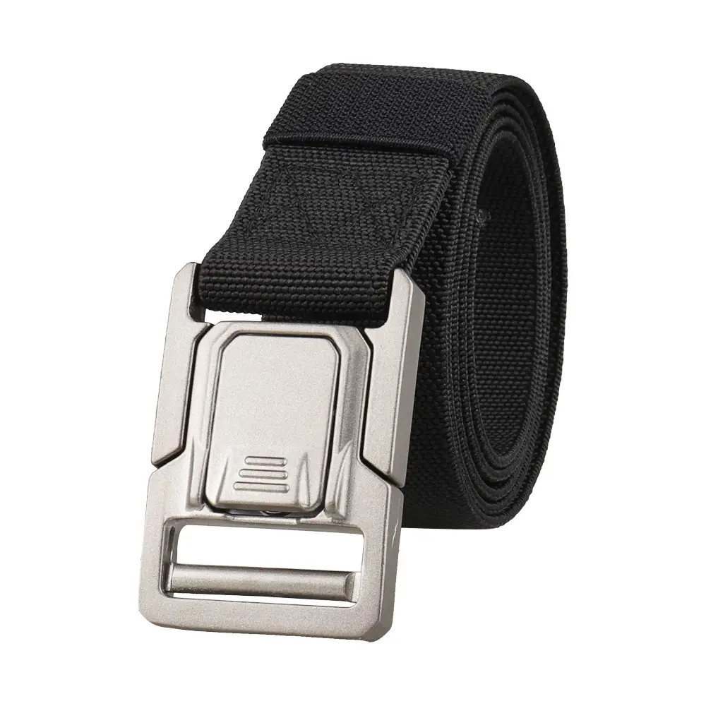 Men's Canvas Military Tactical Belt Gold Snap Buckle