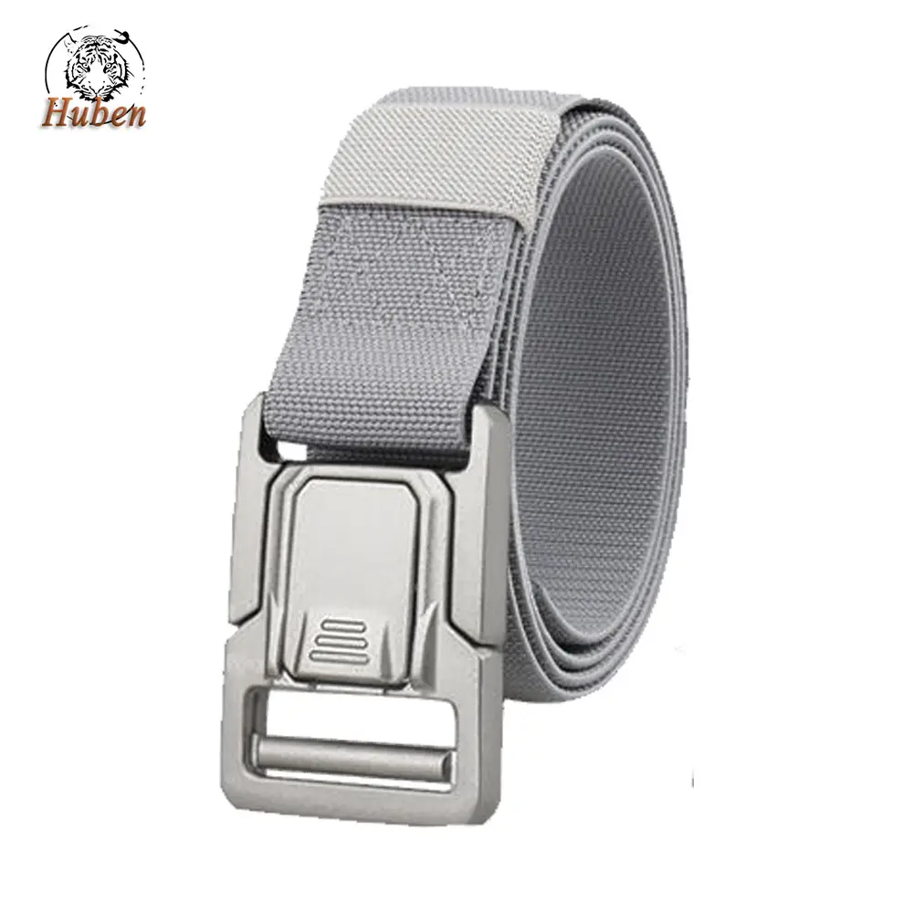 Men's Canvas Military Tactical Belt Gold Snap Buckle - Image 4