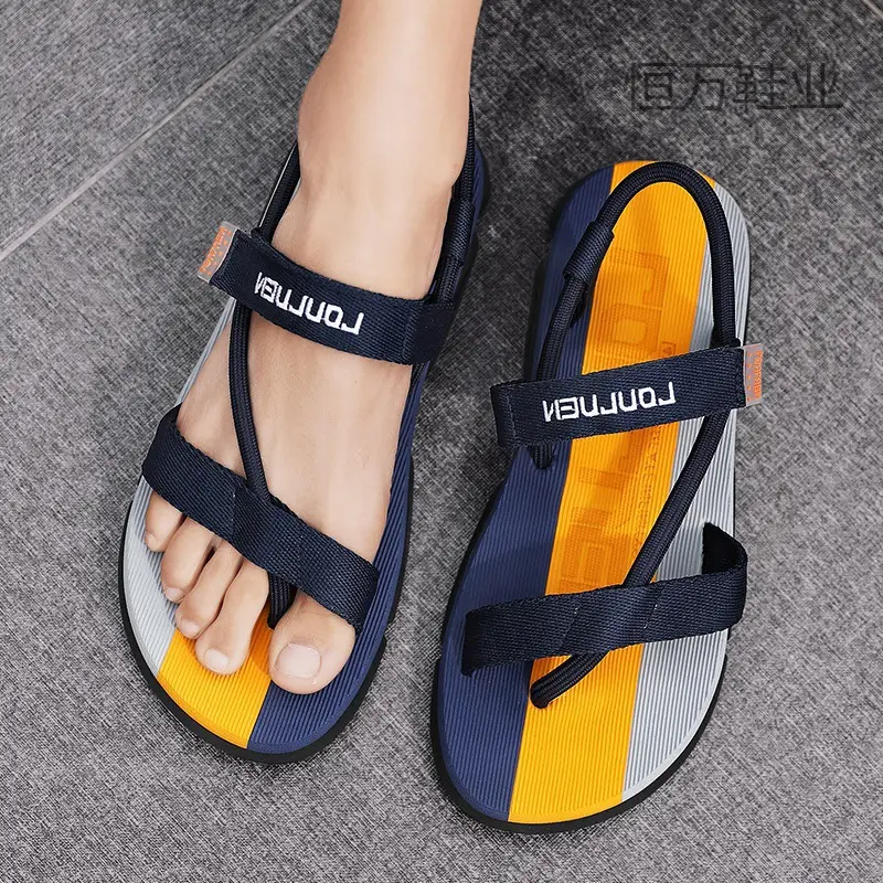 Men's Blue Yellow Summer Flip-Flops Sandals