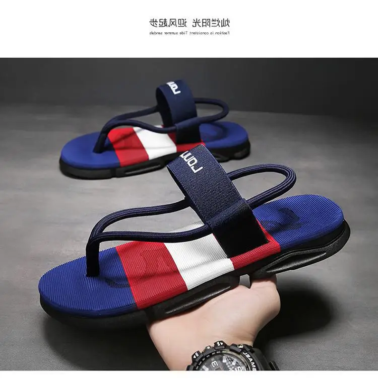Men's Blue Yellow Summer Flip-Flops Sandals — feature 16