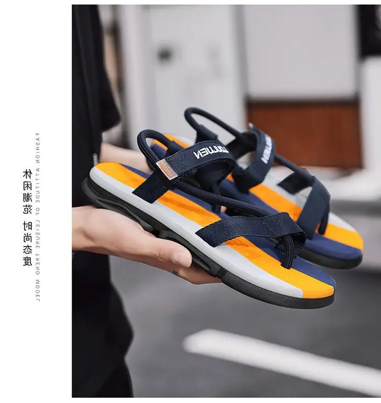 Men's Blue Yellow Summer Flip-Flops Sandals — feature 20