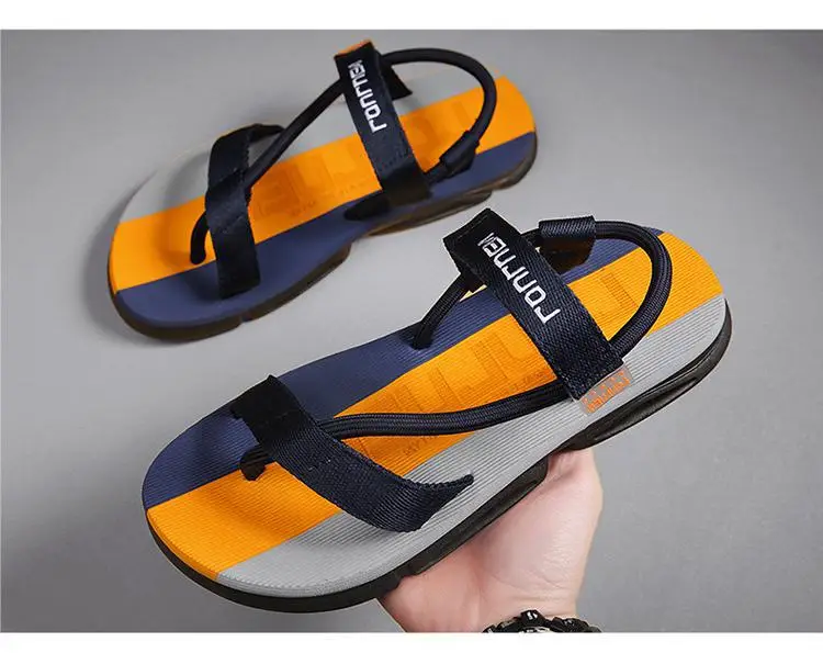 Men's Blue Yellow Summer Flip-Flops Sandals — feature 25