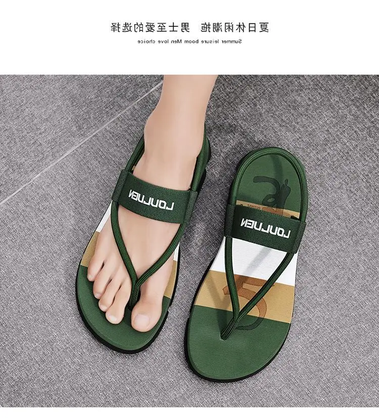 Men's Blue Yellow Summer Flip-Flops Sandals — feature 31