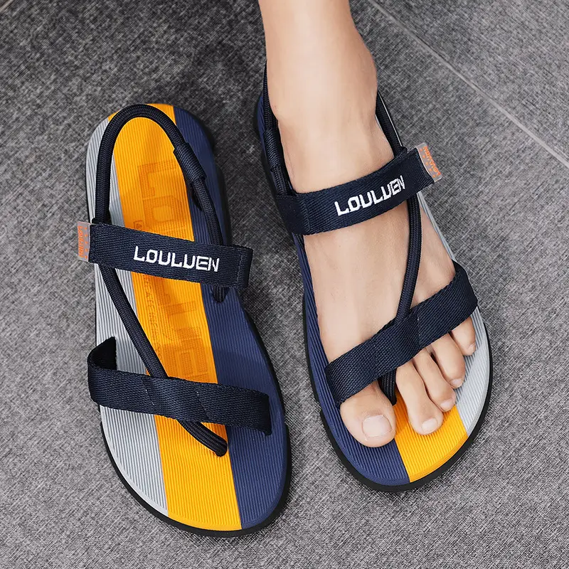 Men's Blue Yellow Summer Flip-Flops Sandals