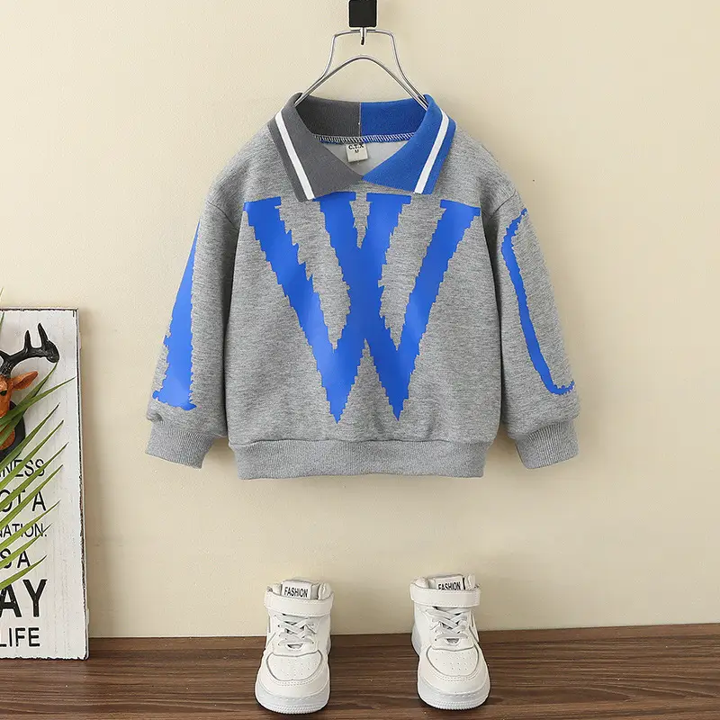 Boys Green White W Printed Hoodie Sweatshirt 2024 - Image 2