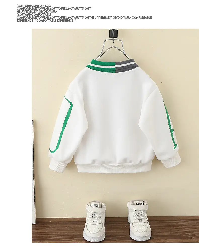 Boys Green White W Printed Hoodie Sweatshirt 2024 — feature 7