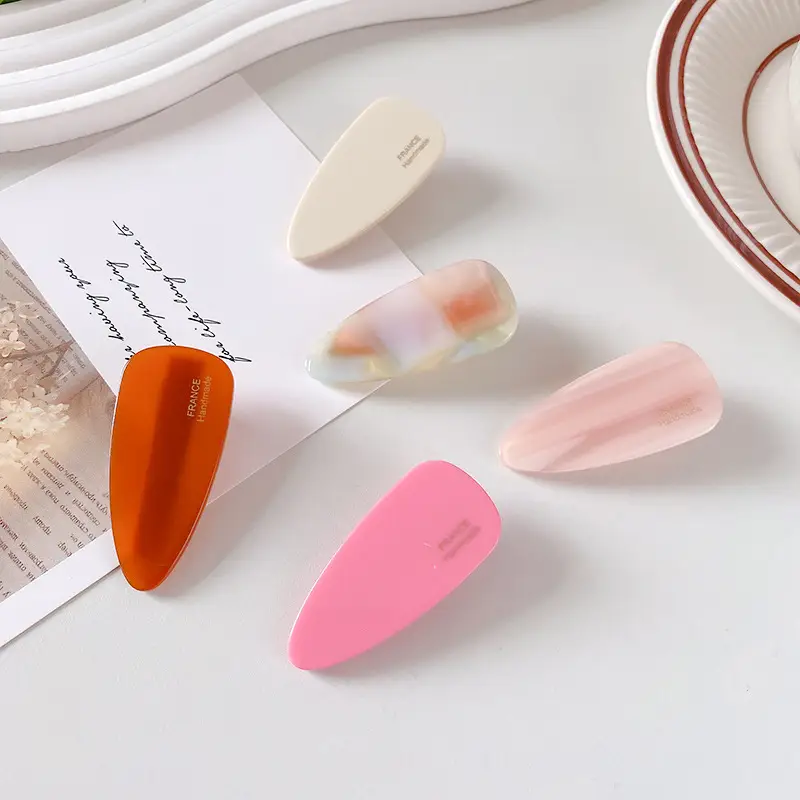 Korean Style Acrylic Hairpins Drop Shape Gold Glitter Pink - Image 7