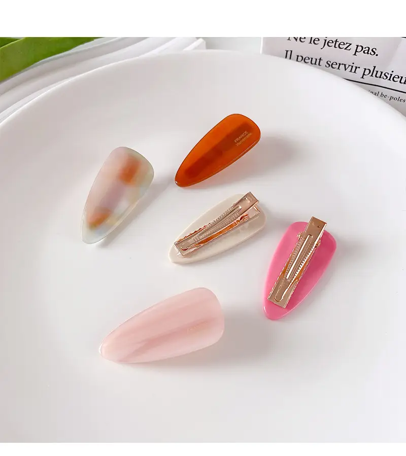 Korean Style Acrylic Hairpins Drop Shape Gold Glitter Pink — feature 29