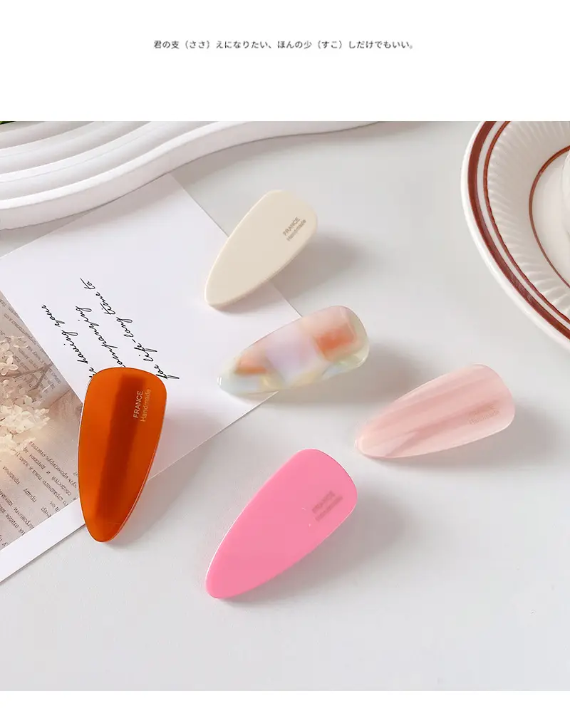 Korean Style Acrylic Hairpins Drop Shape Gold Glitter Pink — feature 30