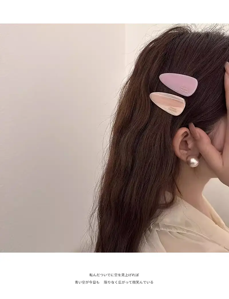 Korean Style Acrylic Hairpins Drop Shape Gold Glitter Pink — feature 31