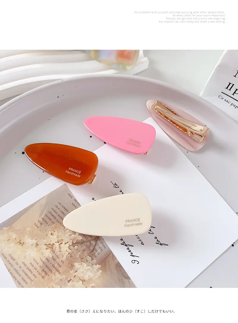 Korean Style Acrylic Hairpins Drop Shape Gold Glitter Pink — feature 33