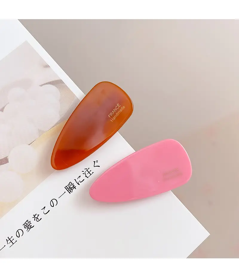 Korean Style Acrylic Hairpins Drop Shape Gold Glitter Pink — feature 34