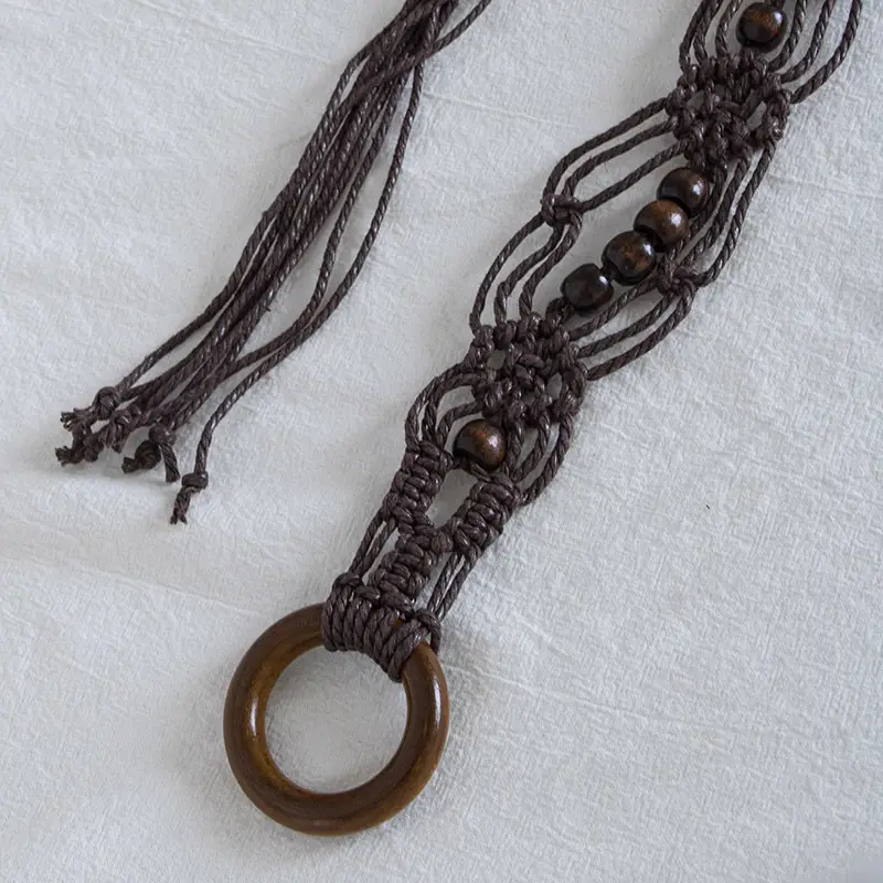 Bohemian Wood Knot Belt with Wax Rope & Wooden Beads — feature 5