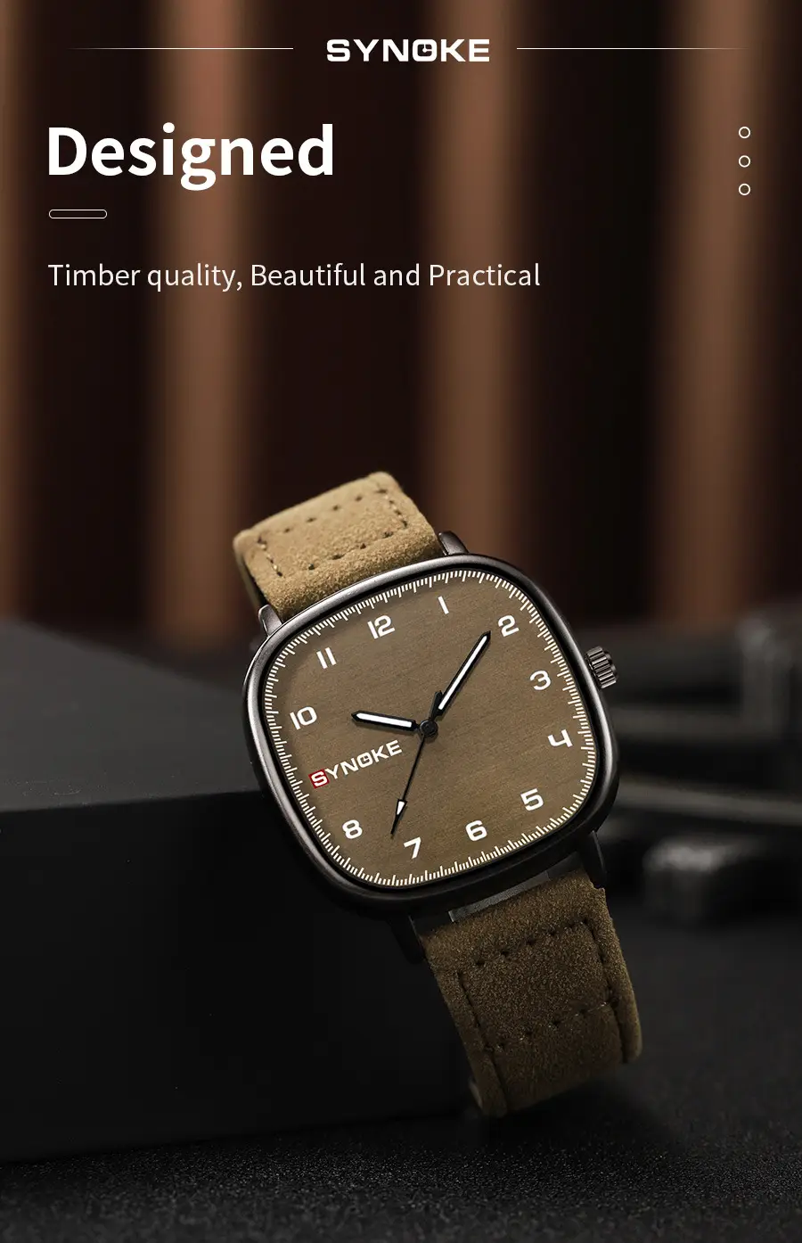 Synko Brown Quartz Watch with Leather Belt — feature 23